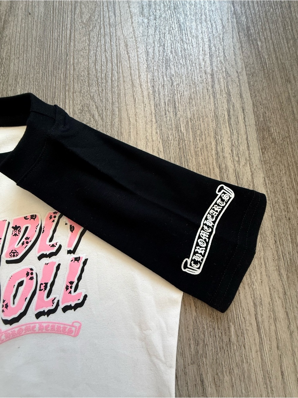 Deadly Doll Raglan Tee - Women’s Streetwear Tee – Black & White with Pink Print - Picture 5 of 7